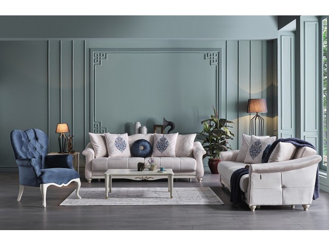 Rustik Koltuk Takımı Krem