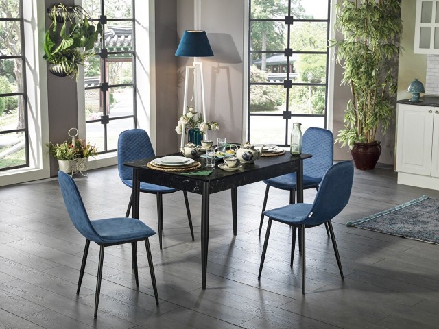 Marble Mutfak Masa Takımı - Siyah